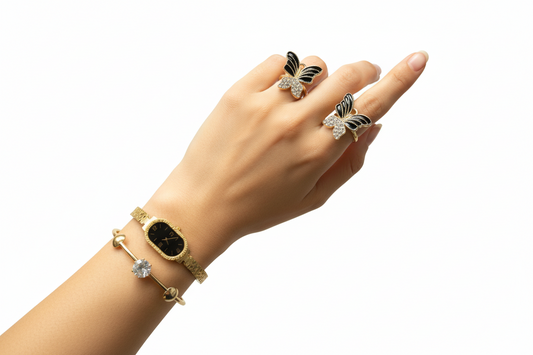 Elegant Butterfly Jewelry Gift Set – 6-Piece Gold-Tone Collection with Luxury Travel Case